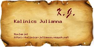 Kalinics Julianna névjegykártya